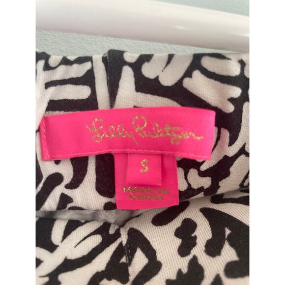 Lilly Pulitzer women’s Small elastic waist wide leg pant B&W pineapple print - Picture 2 of 6